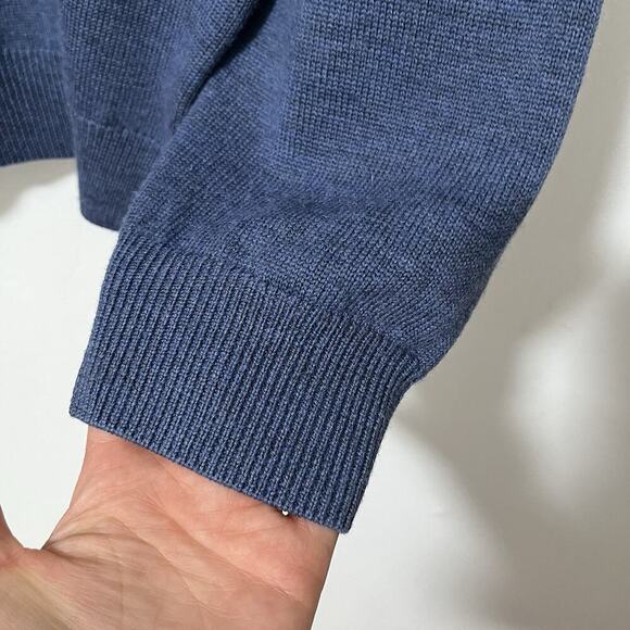 Viyella London Mens 100% Merino Wool 1/4 Zip Sweater Size L Blue Classic Preppy - Picture 4 of 7